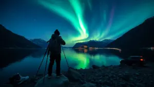 norway fjords northern lights